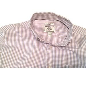 Joseph A.Bank Shirt Blue/Tan Plaid Classic Slim Stretch Non-Iron, Size 16.5-33